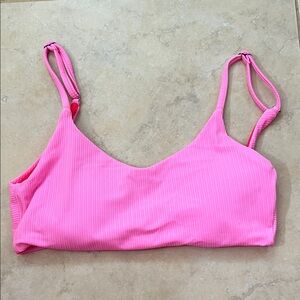 Pink Ribbed Women's Bikini Top Reversible sides Reddish Orange